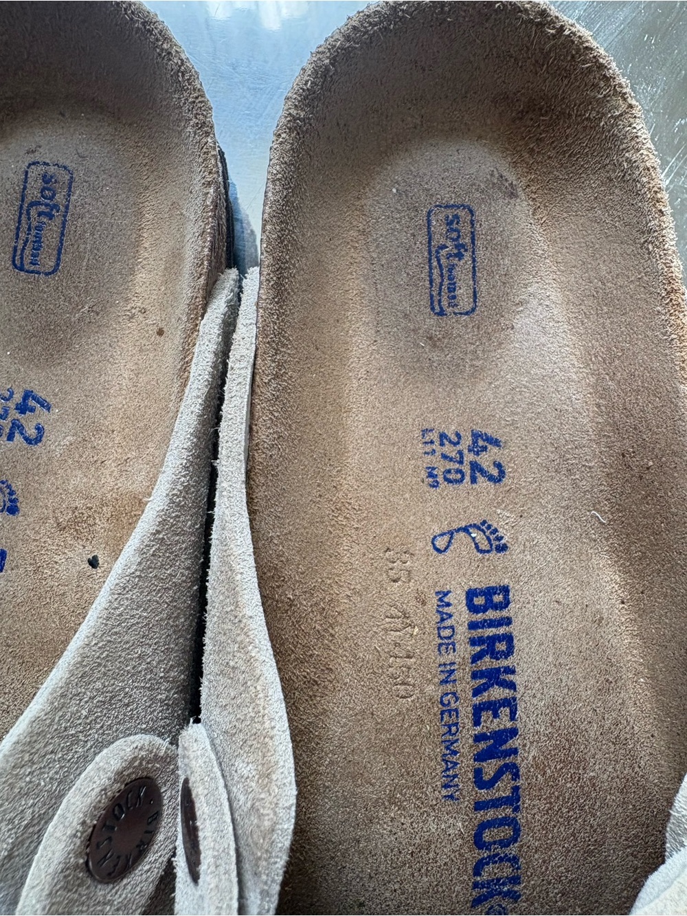 Birkenstock Boston Taupe Soft Footbed Suede Leather Clogs Unisex EU 42 US M9 W11 - Picture 4 of 7
